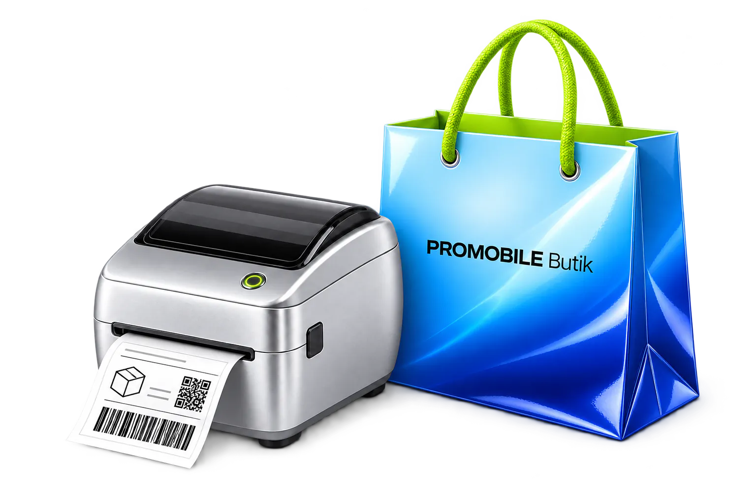 Принтер и фирменный пакет PROMOBILE Butik для выдачи заказа
