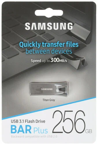 Память USB Flash 256 ГБ Samsung BAR Plus Gray (USB Type-A, Metal Case) Память USB Flash 256 ГБ Samsung BAR Plus Gray (USB Type-A, Metal Case)