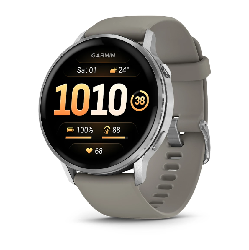 Garmin Venu 4 45mm Silver Bezel With Silver Gray Silicone Band 010-03014-01 Garmin Venu 4 45mm Silver Bezel With Silver Gray Silicone Band 010-03014-01