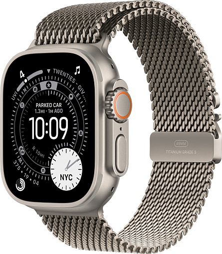 Apple Watch Ultra 3 (2025) 49mm Natural Titanium Case with Natural Titanium Milanese Loop Small Apple Watch Ultra 3 (2025) 49mm Natural Titanium Case with Natural Titanium Milanese Loop Small