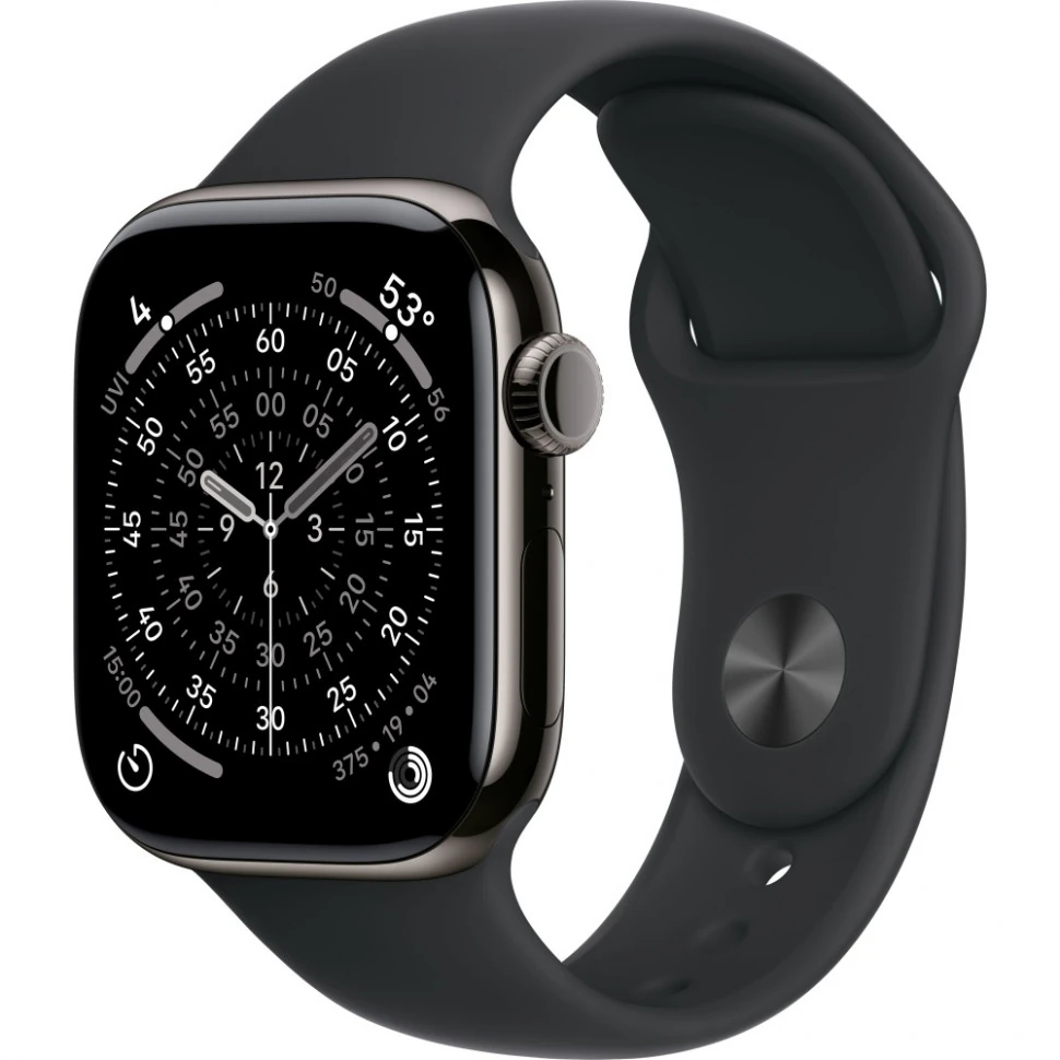 Apple Watch Series 11 46mm Slate Titanium Case with Black Sport Band Apple Watch Series 11 46mm Slate Titanium Case with Black Sport Band
