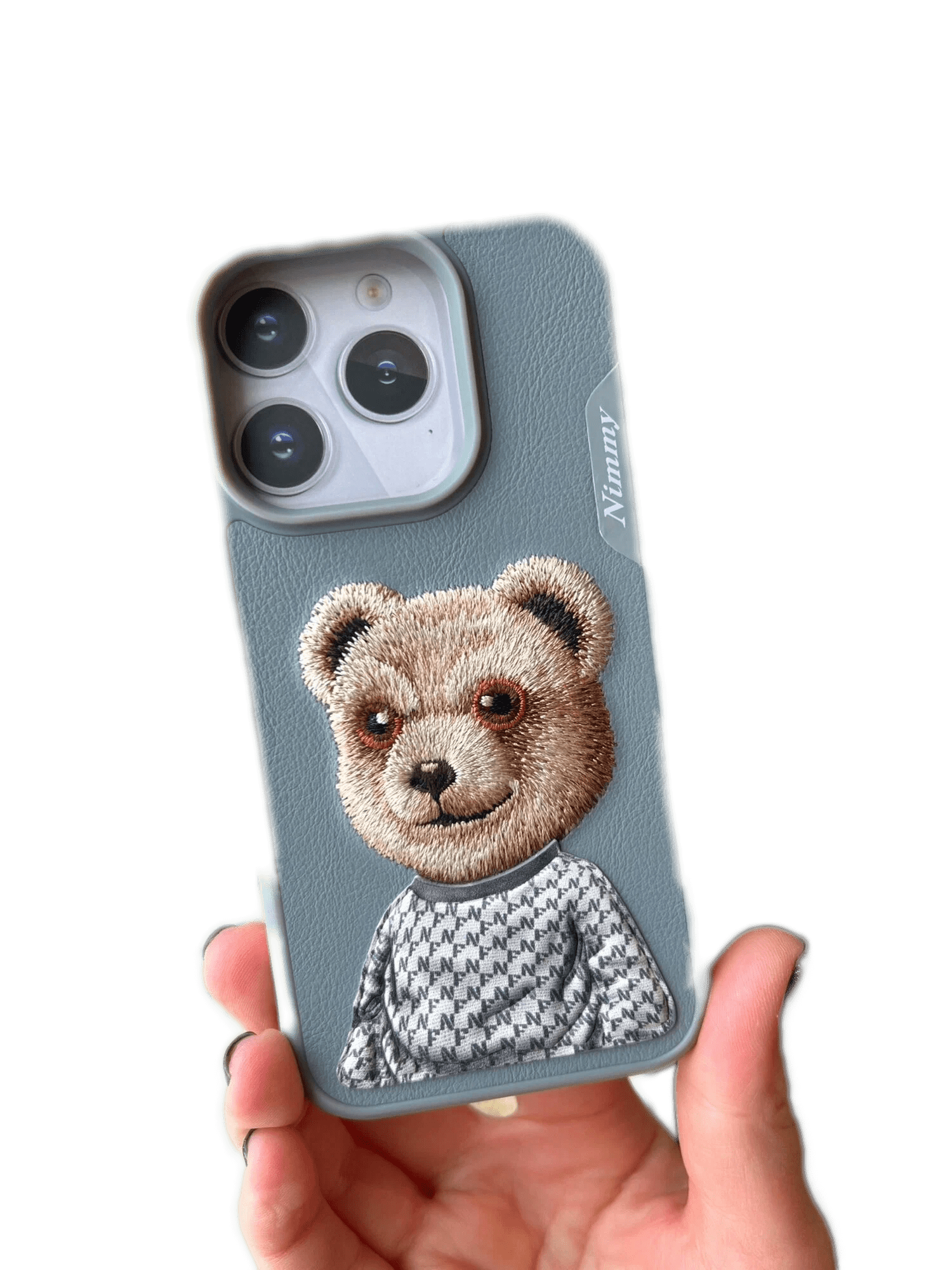 Чехол с вышивкой для Apple iPhone 15 Pro/Pro Max Nimmy Мишка