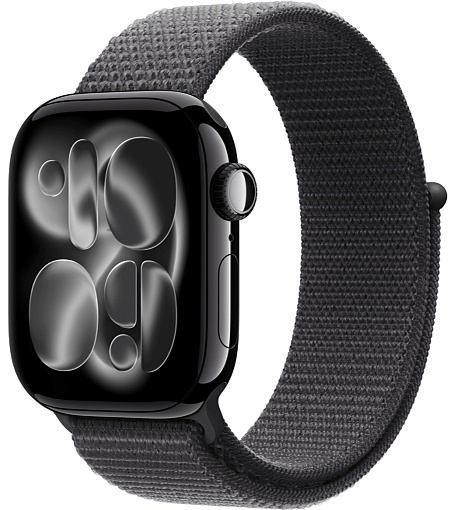 Apple Watch Series 11 46mm Jet Black Aluminum Case with Sport Loop Dark Gray Apple Watch Series 11 46mm Jet Black Aluminum Case with Sport Loop Dark Gray
