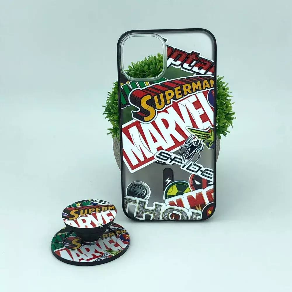 Чехол iPhone 14 MagSafe с попсокетом марвел