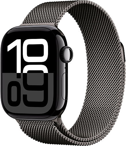 Apple Watch 10 46 Black Titanium Case with Milanese Loop M/L (MWYW3)