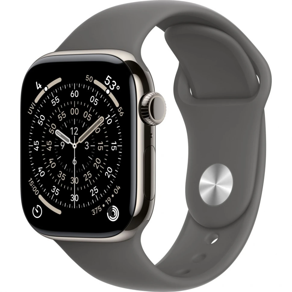 Apple Watch Series 11 46mm Natural Titanium Case with Stone Gray Sport Band Apple Watch Series 11 46mm Natural Titanium Case with Stone Gray Sport Band