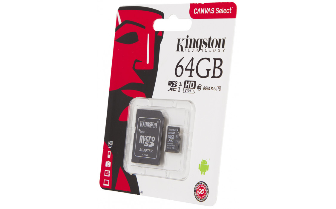 Карта памяти Kingston Canvas Select microSDXC 64 ГБ UHS-I U1
