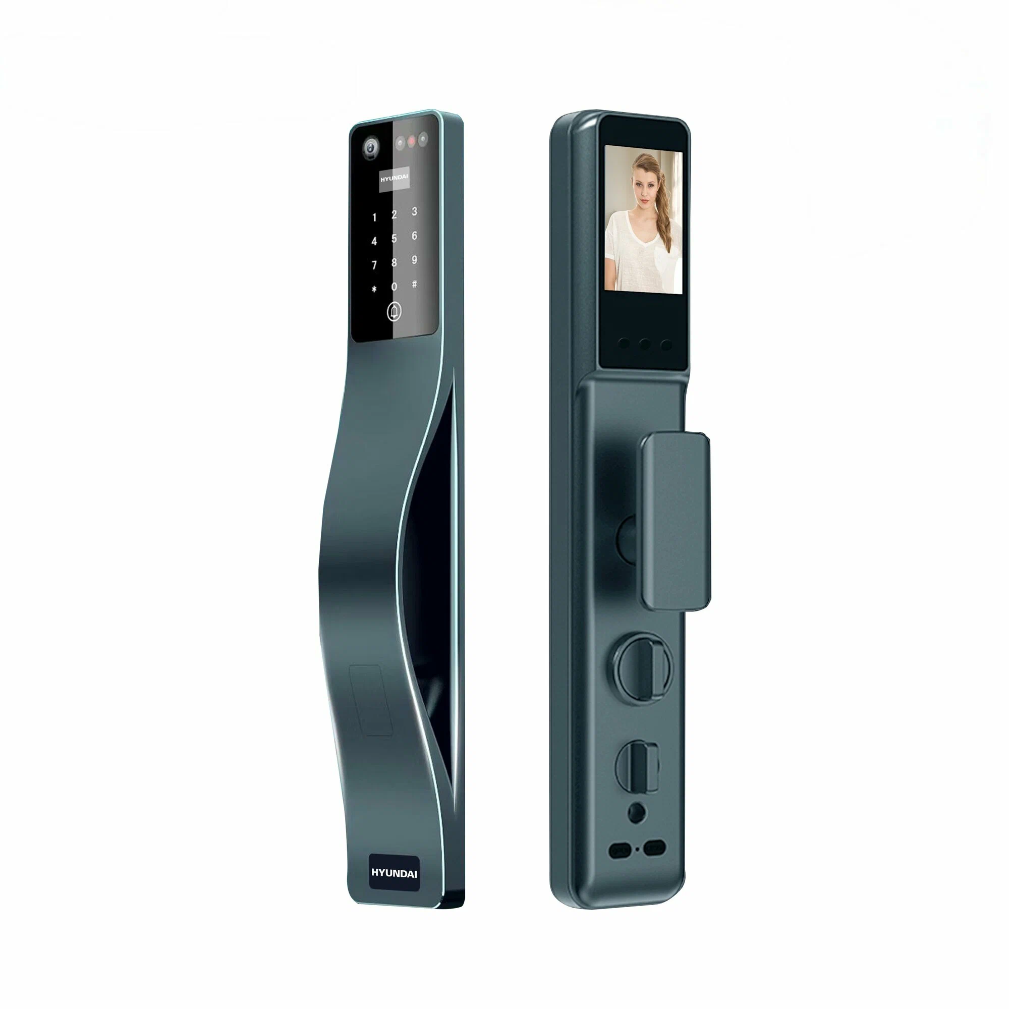 Умный замок Hyundai HY-SLA807F,синий [Видеоглазок, FaceID]