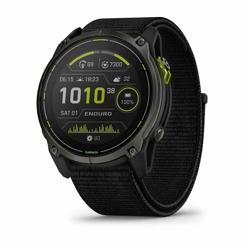 Умные часы Garmin Enduro 3, с черным титановым безелем DLC, черным нейлоновым ремешком UltraFit (010-02751-01) Умные часы Garmin Enduro 3, с черным титановым безелем DLC, черным нейлоновым ремешком UltraFit (010-02751-01)