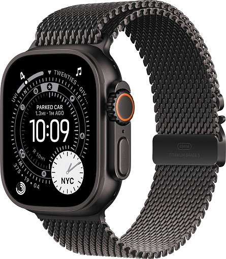 Apple Watch Ultra 3 (2025) 49mm Black Titanium Case with Black Titanium Milanese Loop Small Apple Watch Ultra 3 (2025) 49mm Black Titanium Case with Black Titanium Milanese Loop Small