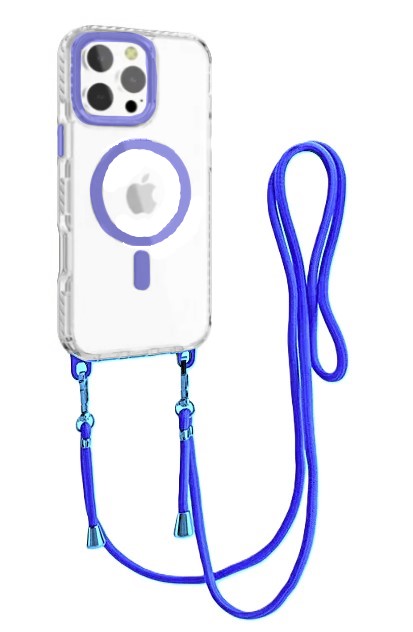 Чехол Clear Cover с MagSafe и ремешком для iPhone 15 Pro Max Синий