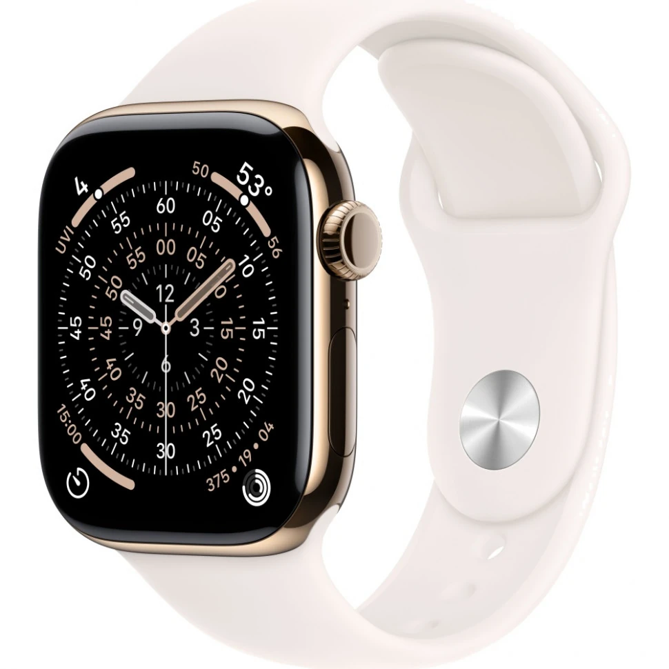 Apple Watch Series 11 46mm Gold Titanium Case with Light Blush Sport Band Apple Watch Series 11 46mm Gold Titanium Case with Light Blush Sport Band